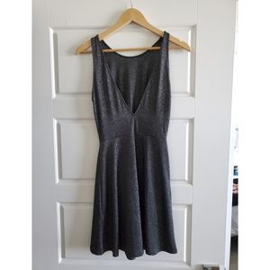 Sparkly Little Black Dress, Deep V Neck